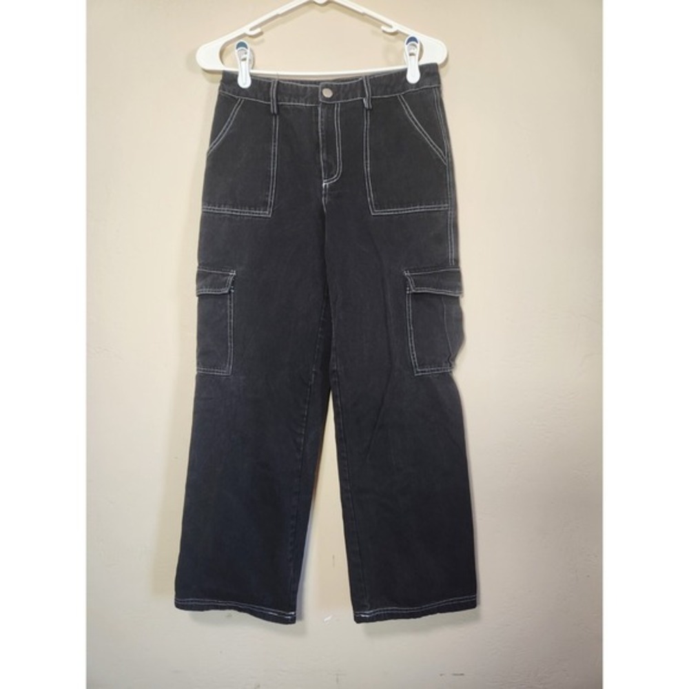 Full Tilt Wide Leg Cargo‎ Pants Black Womens Size Small